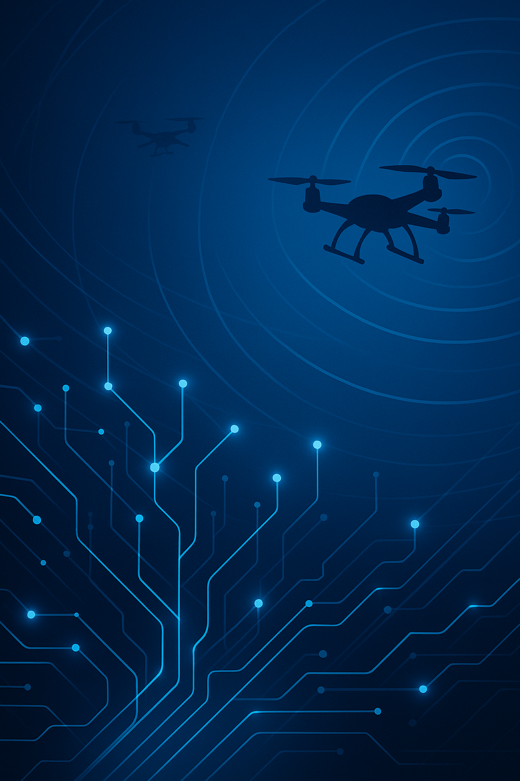 Abstract representation of UAV and wireless networks